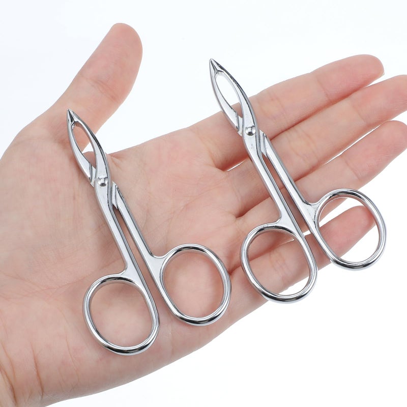 Bremorou Tweezers With Handles 2 Pcs Tweezers For Women Facial Hair Stainless Steel Scissor Handle Eyebrow Tweezers Flat Straight Tip Hair Plucker For Wig Plucking Plucker Facial Care (Silver) - Image 3